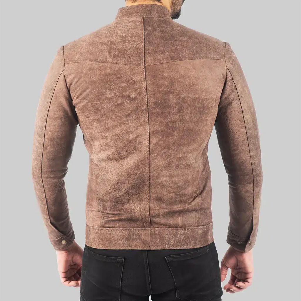 Men’s Distressed Brown Leather Biker Jacket