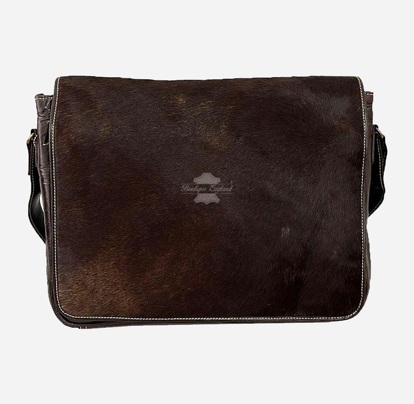 Unisex Hair on Hide Leather Crossbody Satchel Bags