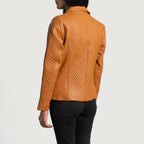 Cora Quilted Brown Leather Blazer