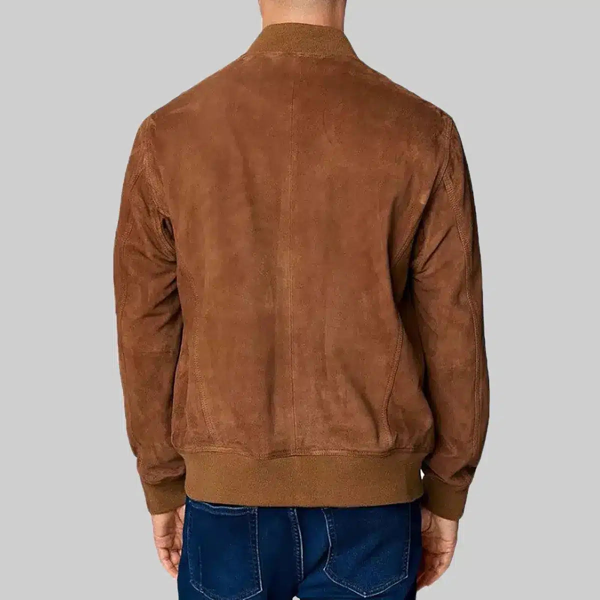 Mens Brown Bomber Suede Jacket
