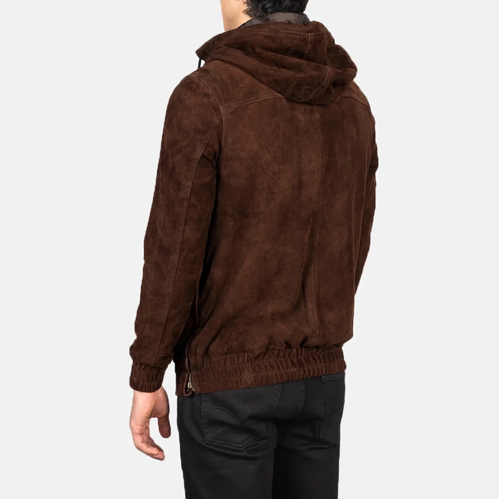 Kenton Hooded Mocha Suede Pullover Jacket