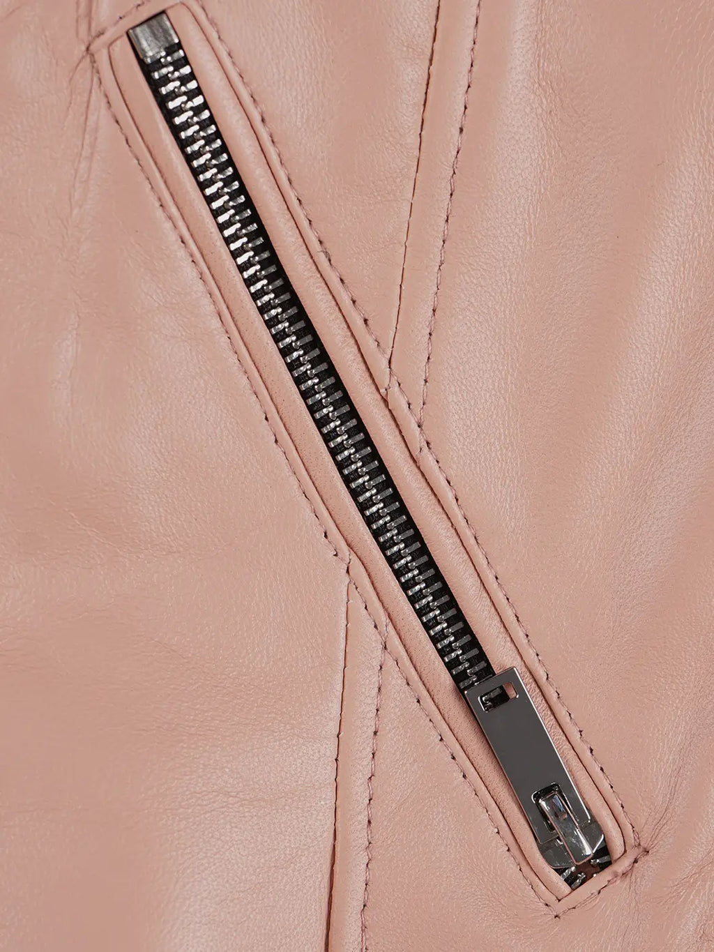Ninfa Women's Pink Asymmetrical Biker Style Leather Jacket