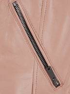 Ninfa Women's Pink Asymmetrical Biker Style Leather Jacket