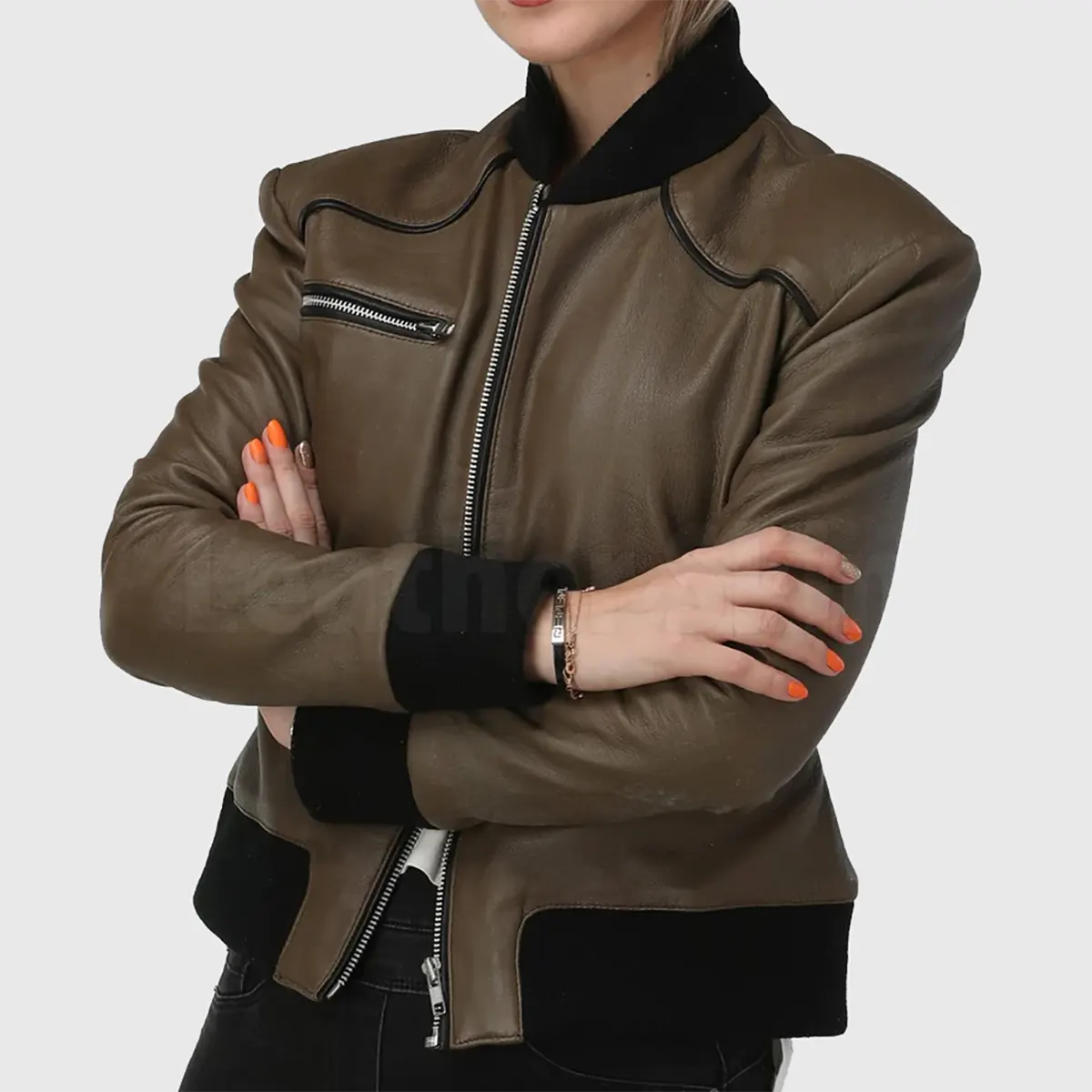 Womens Brown Bomber Leather Jacket