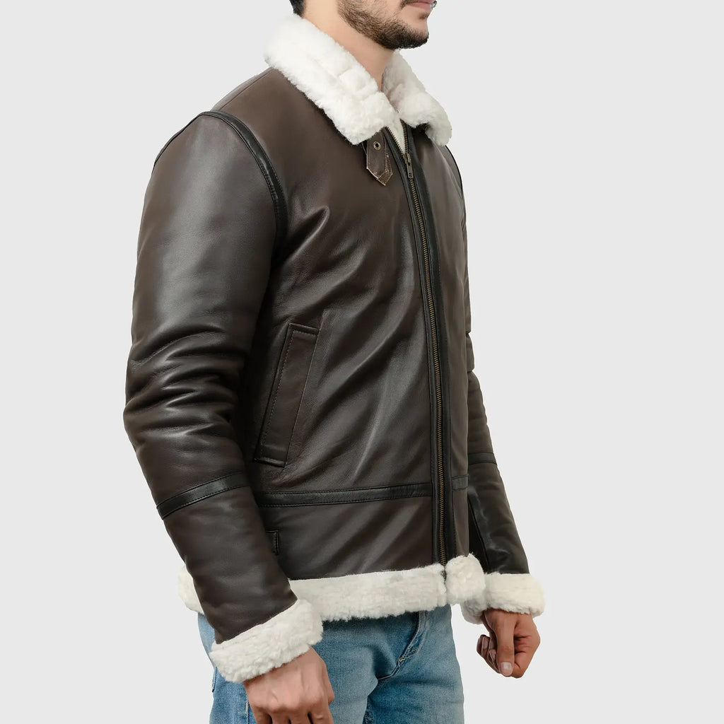 Men’s Brown B-3 Bomber Leather Jacket