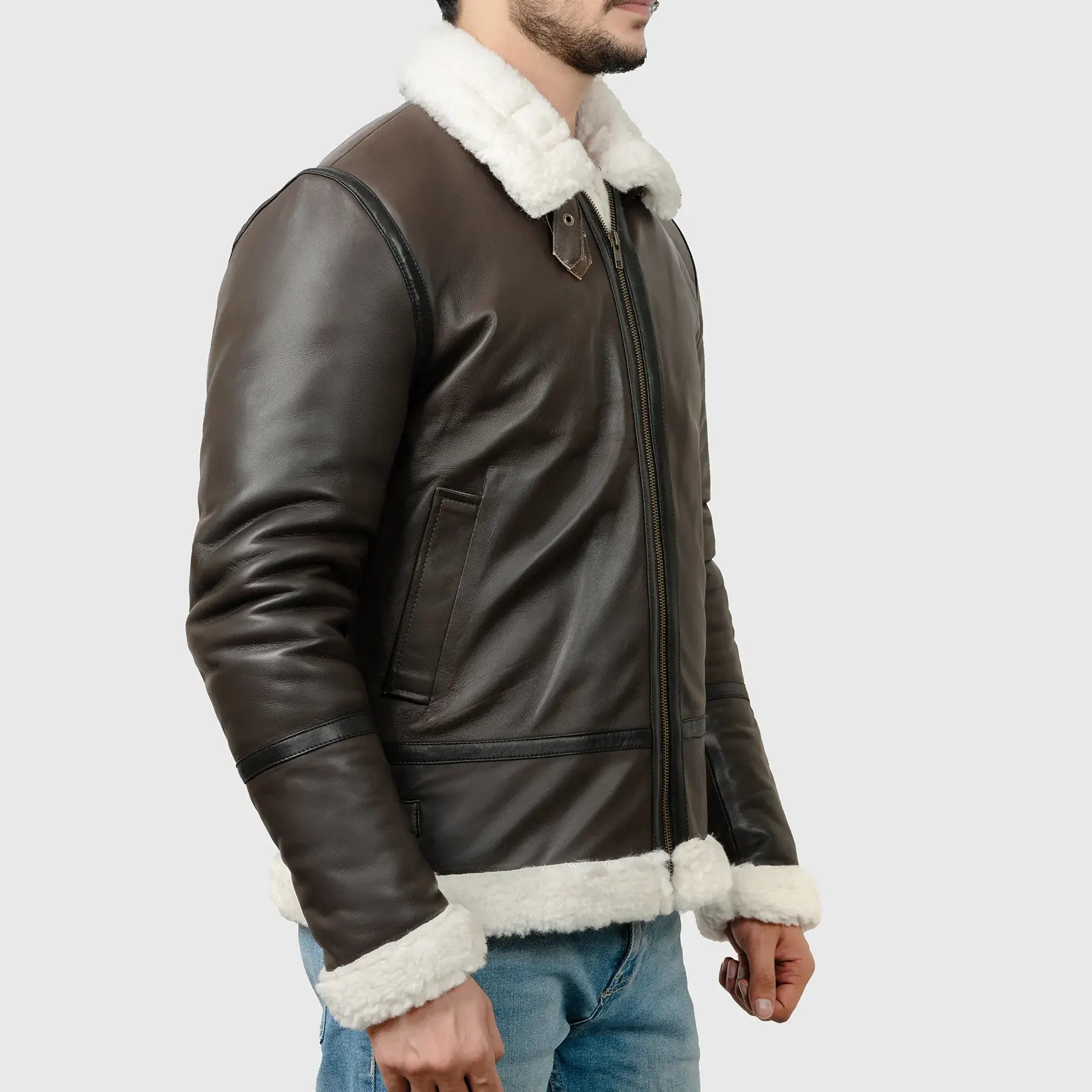Men’s Brown B-3 Bomber Leather Jacket