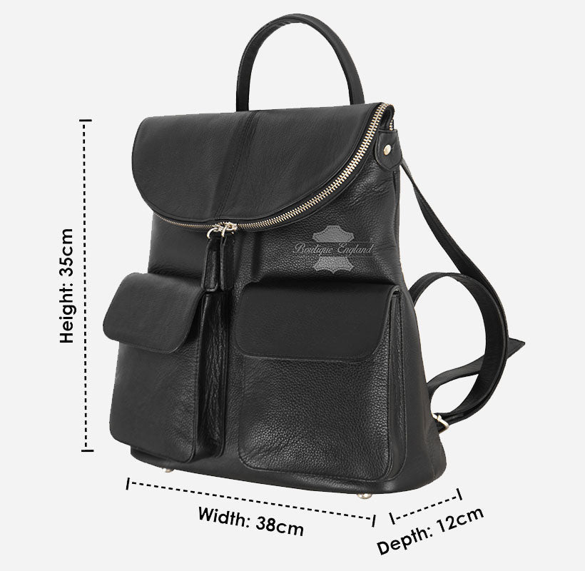 Women's Leather Backpack Leather Rucksack Black