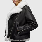 Women’s Black Bomber Leather Jacket