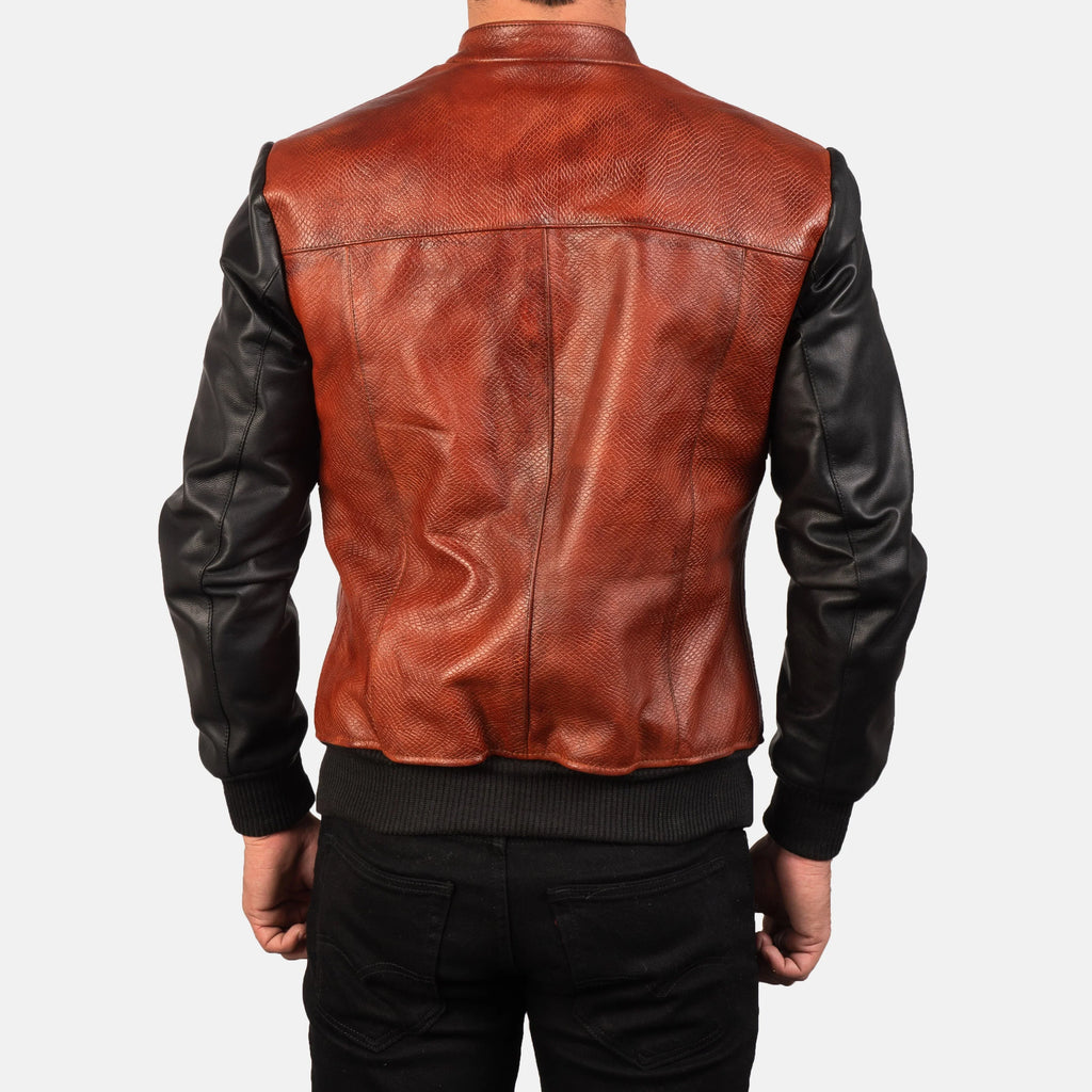 Avan Black & Maroon Leather Biker Jacket