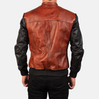Avan Black & Maroon Leather Biker Jacket