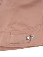 Dodge Women Light Pink Biker Style Leather Jacket