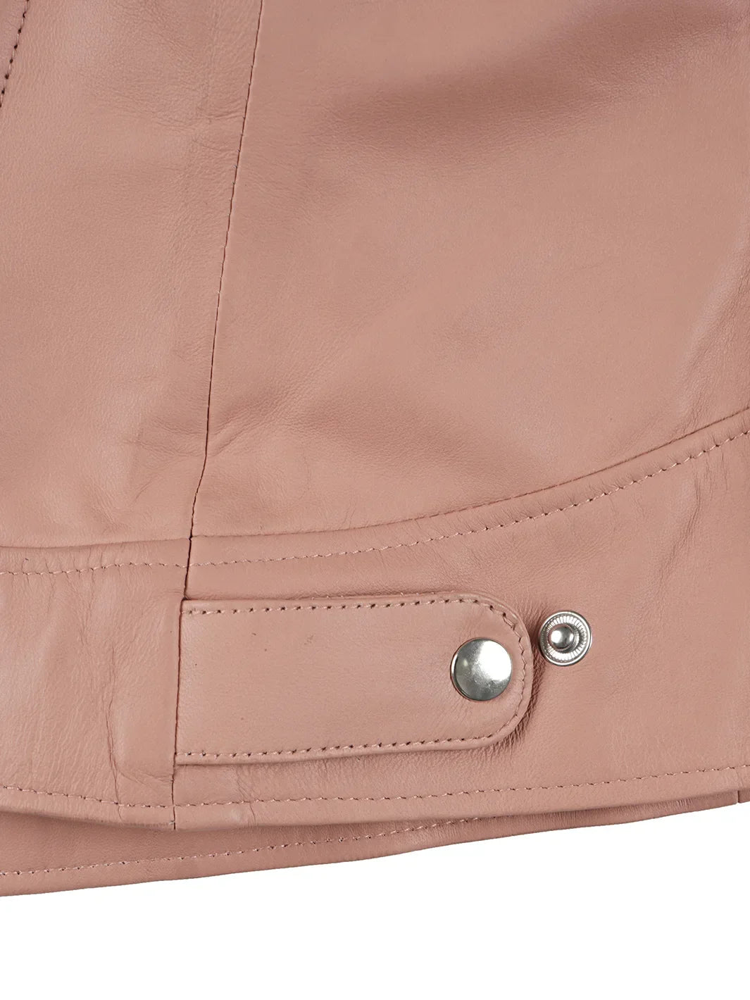 Dodge Women Light Pink Biker Style Leather Jacket