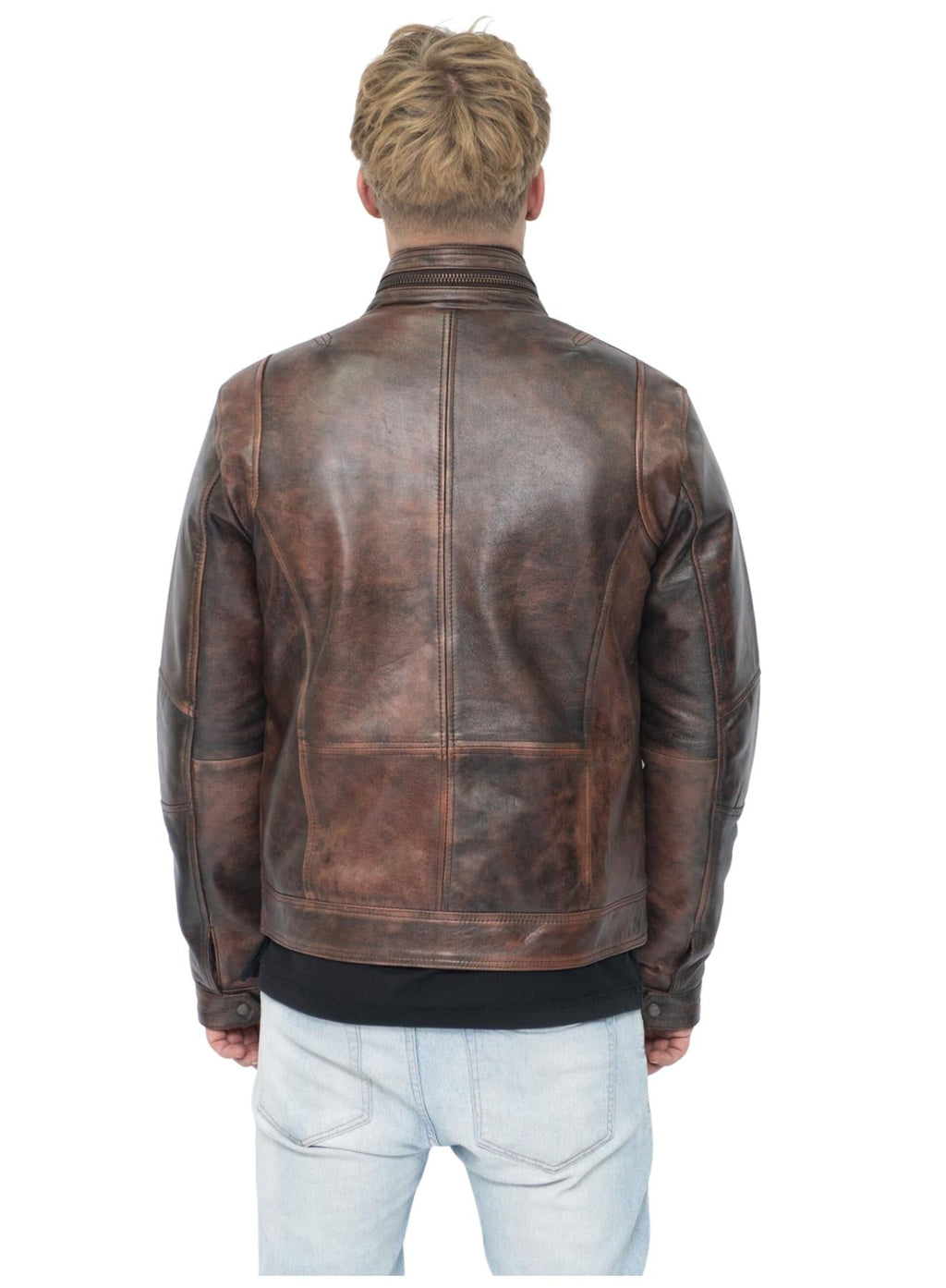 Men's Leather Retro Biker Jacket-Toronto
