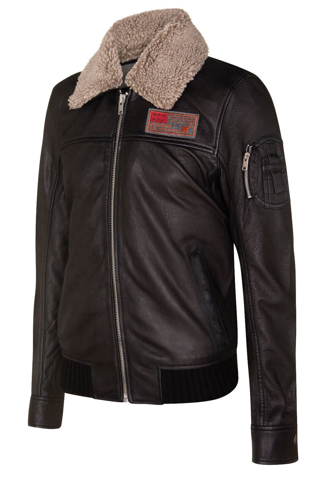 Mens US Leather Bomber Jacket-Arizona