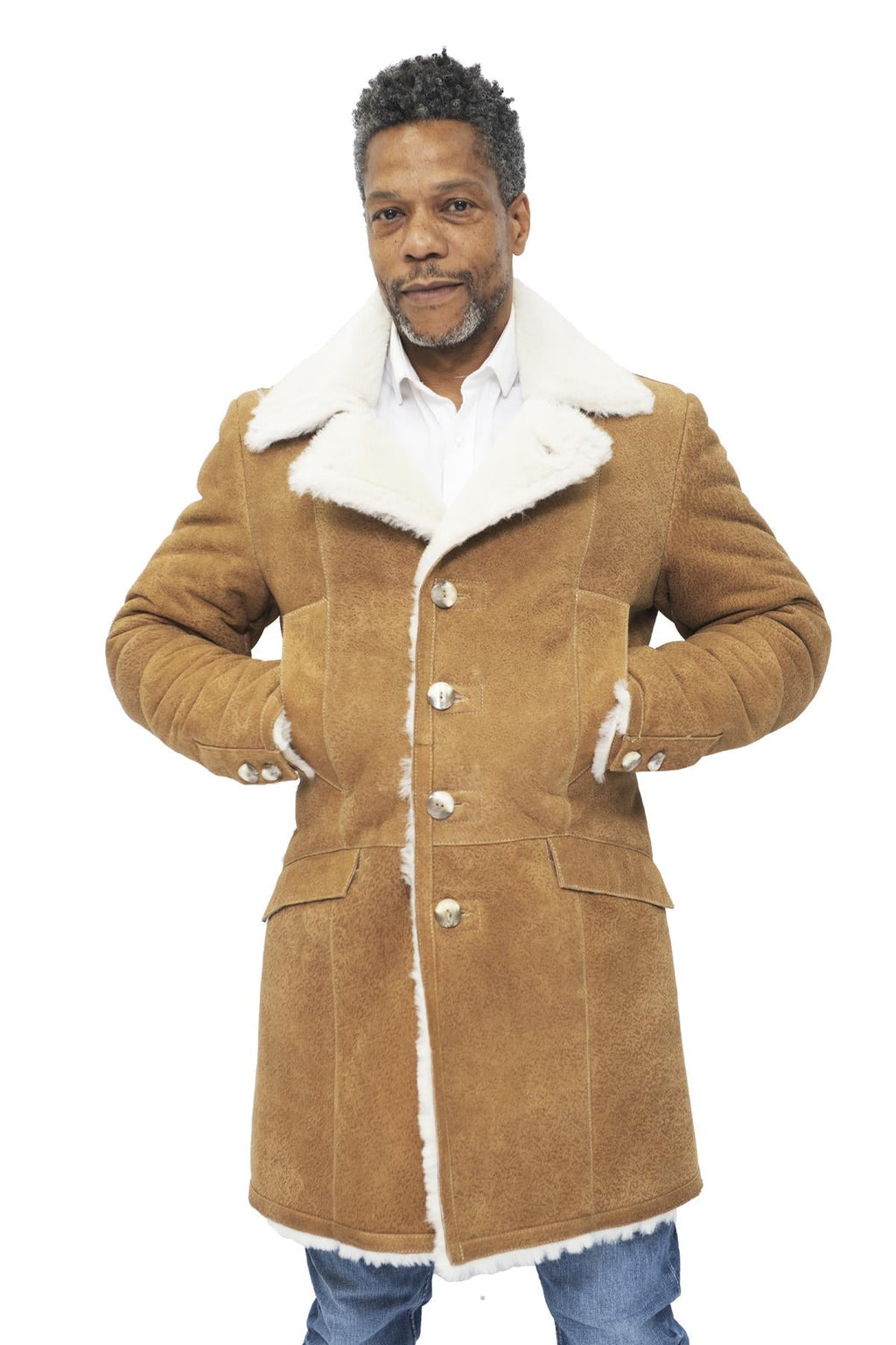 Mens Warm Sheepskin Trench Coat-Managua