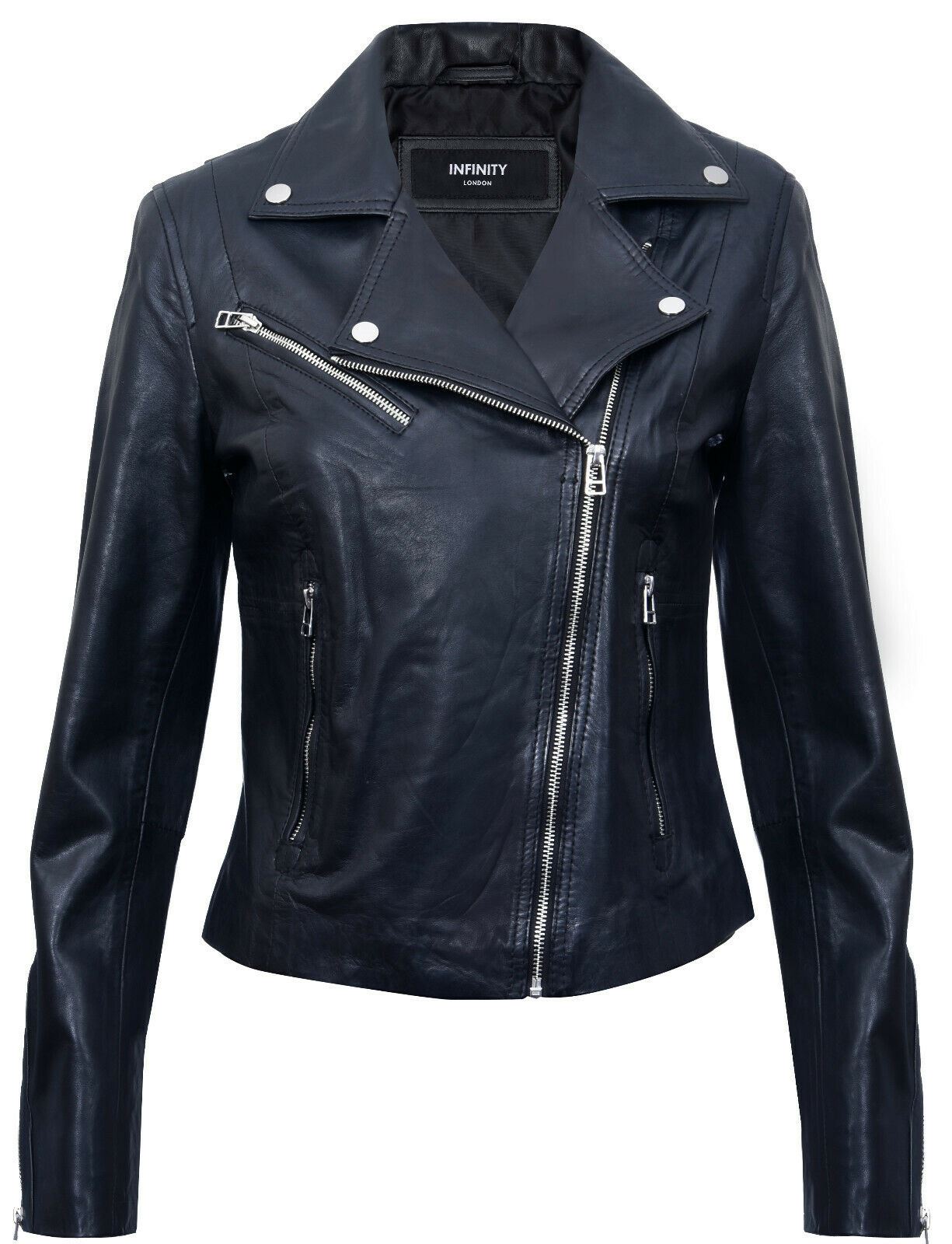 Womens Smart Leather Biker Jacket-Matlock