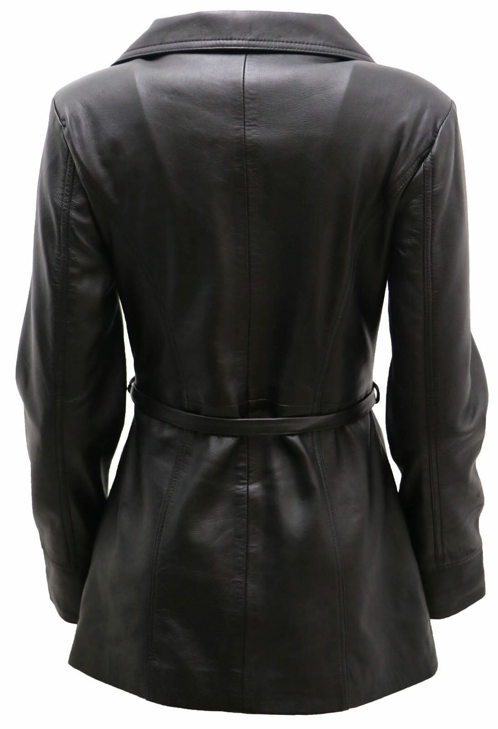 Womens Md Length Leather Biker Jacket-Okehampton