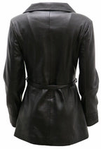 Womens Md Length Leather Biker Jacket-Okehampton