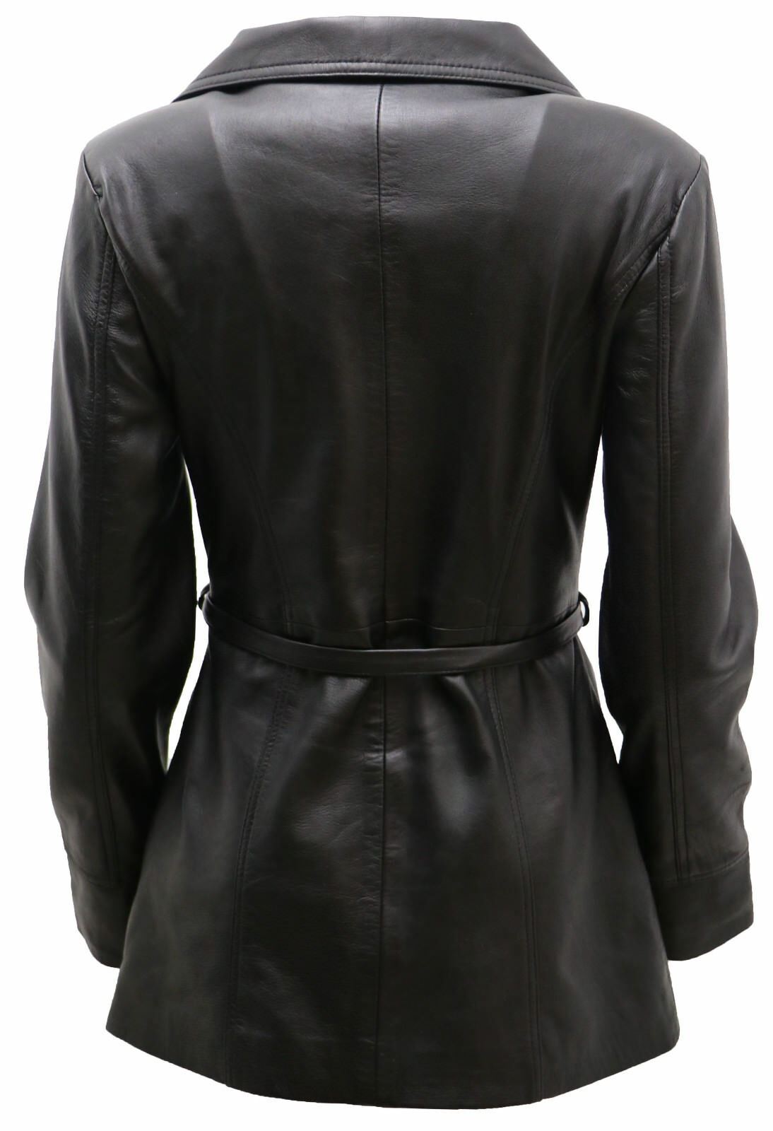 Womens Md Length Leather Biker Jacket-Okehampton