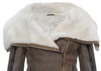 Womens Merino Sheepskin Aviator Leather Jacket-Asmara