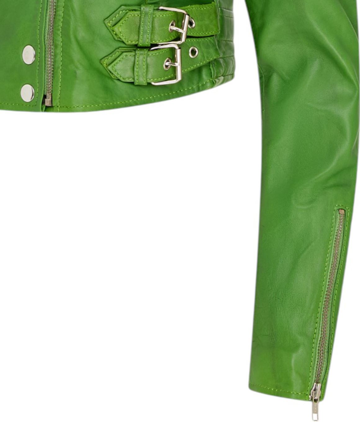 Womens Cropped Brando Leather Biker Jacket-Damascus