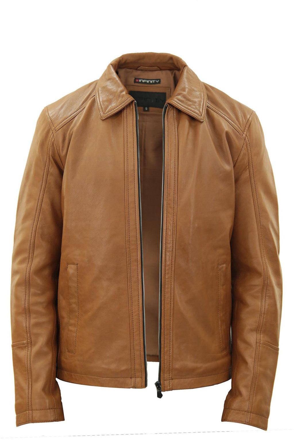 Mens Smart Classic Harrington Leather Jacket-New York