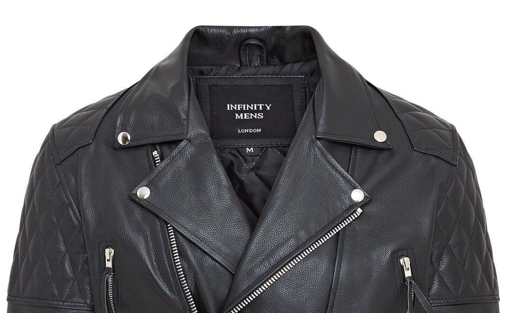 Mens Cowhide Leather Brando Biker Jacket - Garland