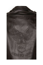 Mens Embossed Brando Leather Biker Jacket-Chicago