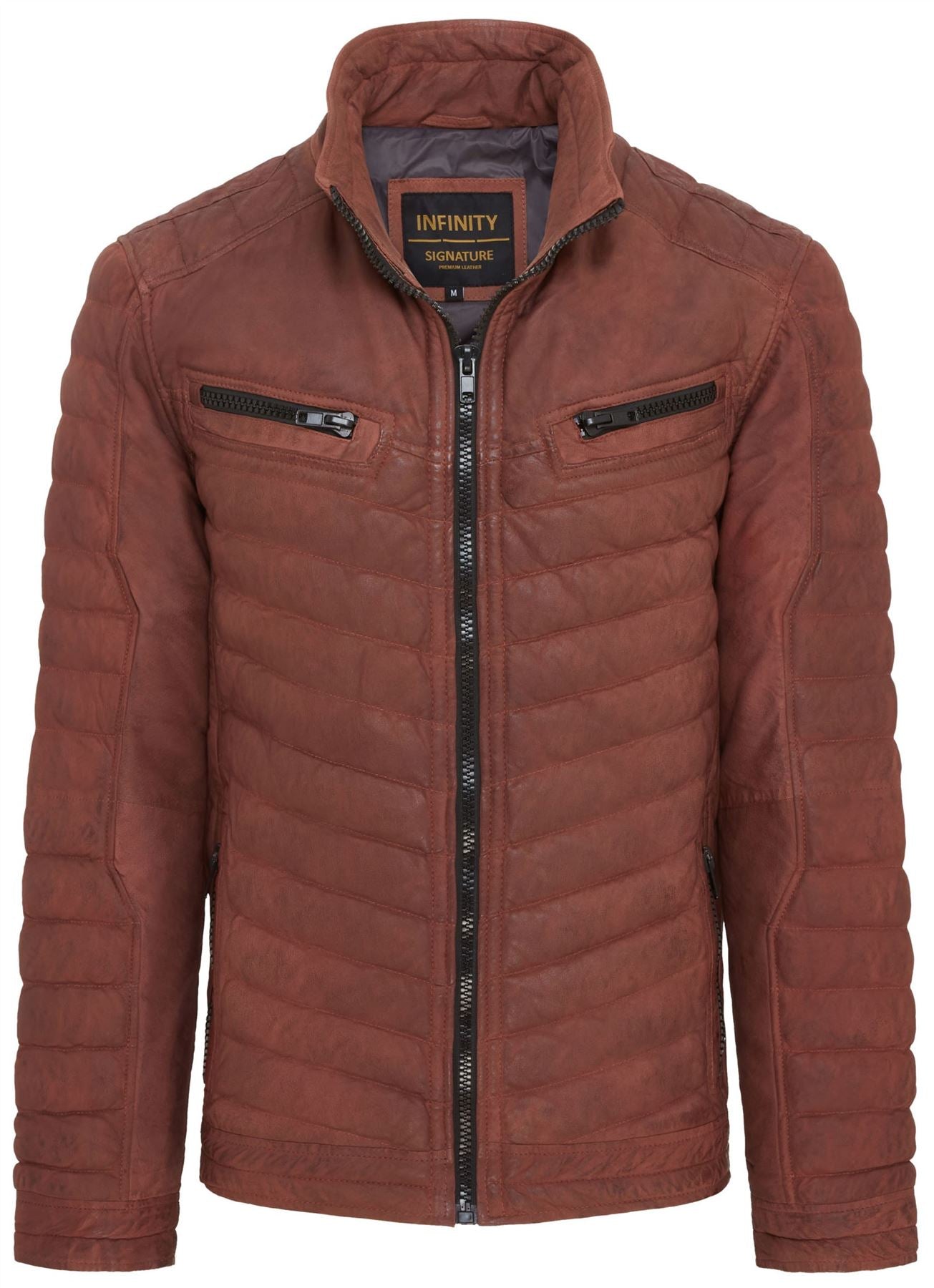 Mens Quilted Puffer Leather Bomber Jacket - Torpoint