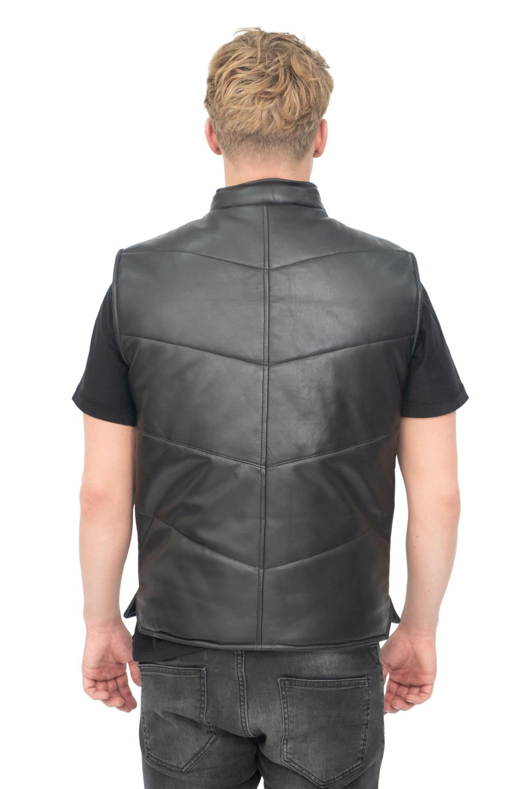 Mens Classic Leather Puffer Waistcoat-Nottingham