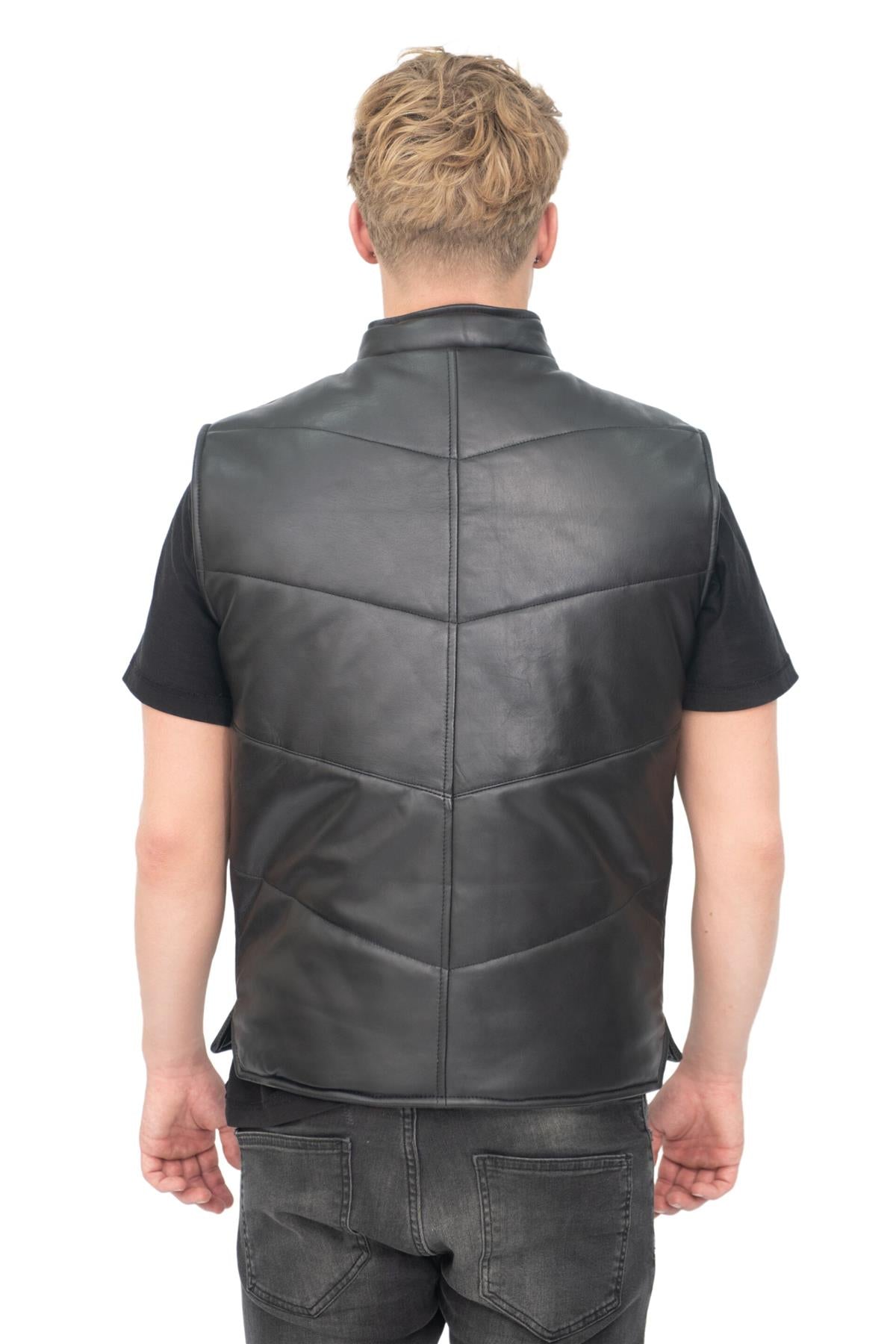 Mens Classic Leather Puffer Waistcoat-Nottingham