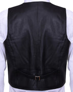 Mens Leather Waistcoat Formal Traditional Gilet Vest