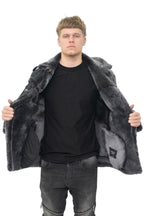 Mens Merino Sheepskin Suede Jacket with Tie Belt-Granada