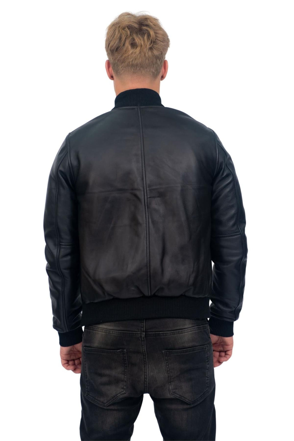 Mens Retro Varsity Leather Bomber Jacket-Pretoria