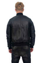 Mens Retro Varsity Leather Bomber Jacket-Pretoria