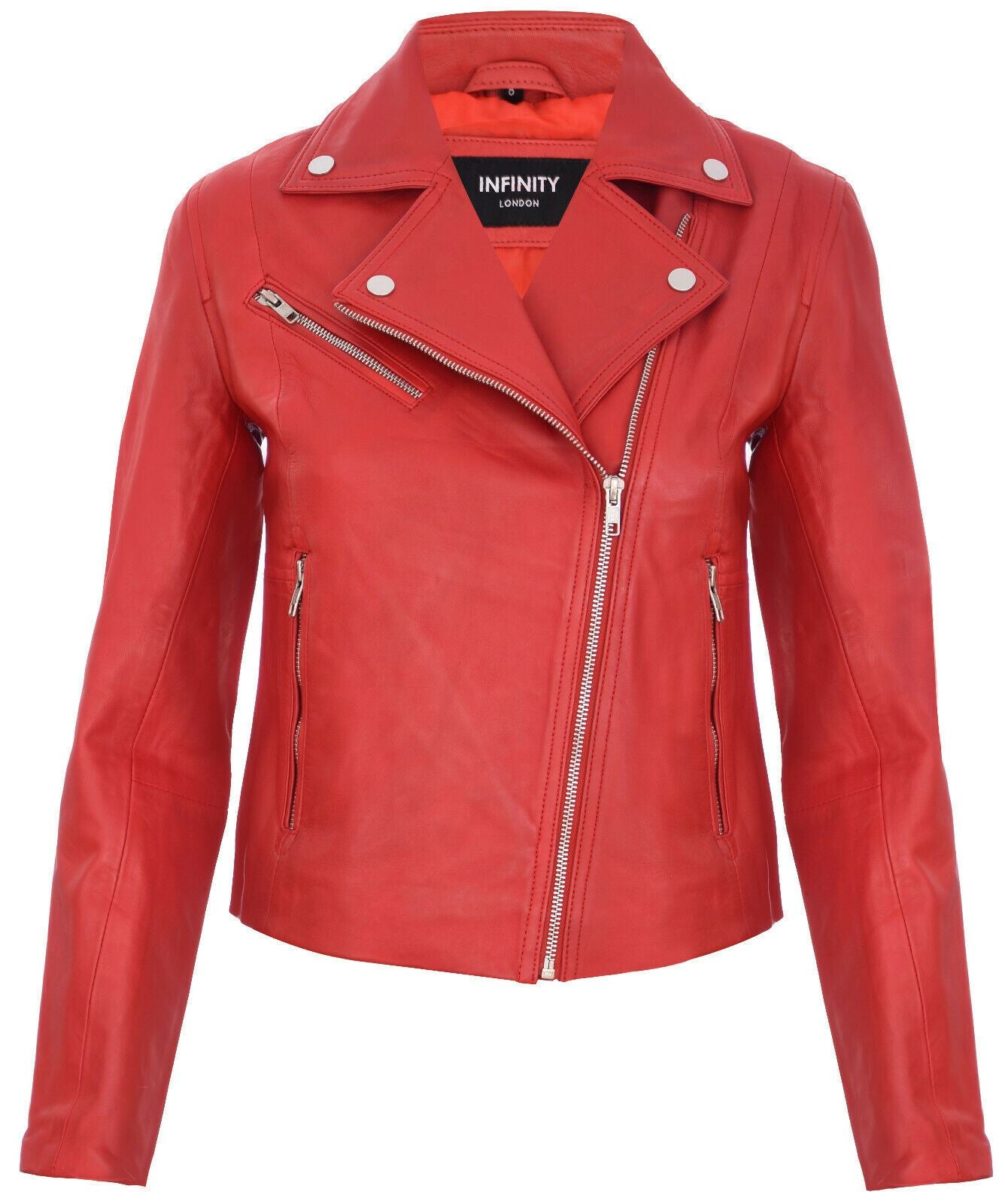 Womens Smart Leather Biker Jacket-Matlock