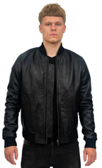 Mens Retro Varsity Leather Bomber Jacket-Pretoria