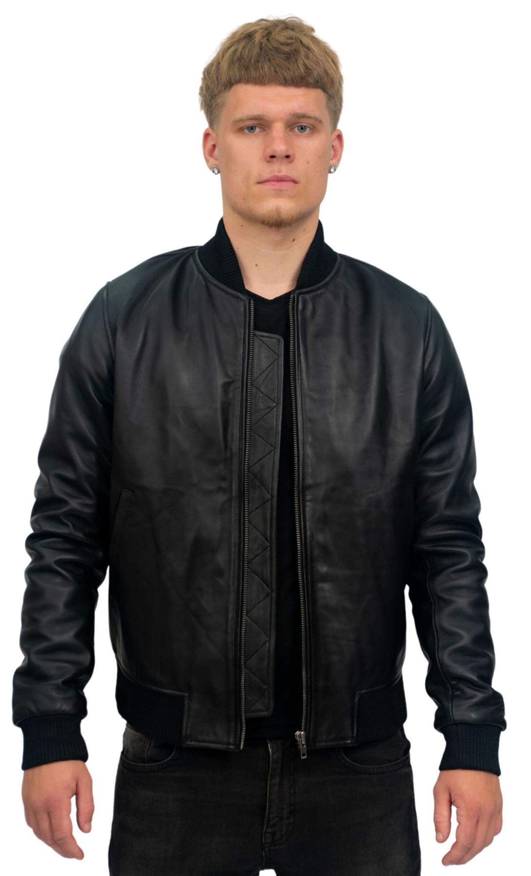Mens Retro Varsity Leather Bomber Jacket-Pretoria