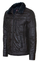 Mens Leather Quilted Puffer Biker Jacket - Thornton