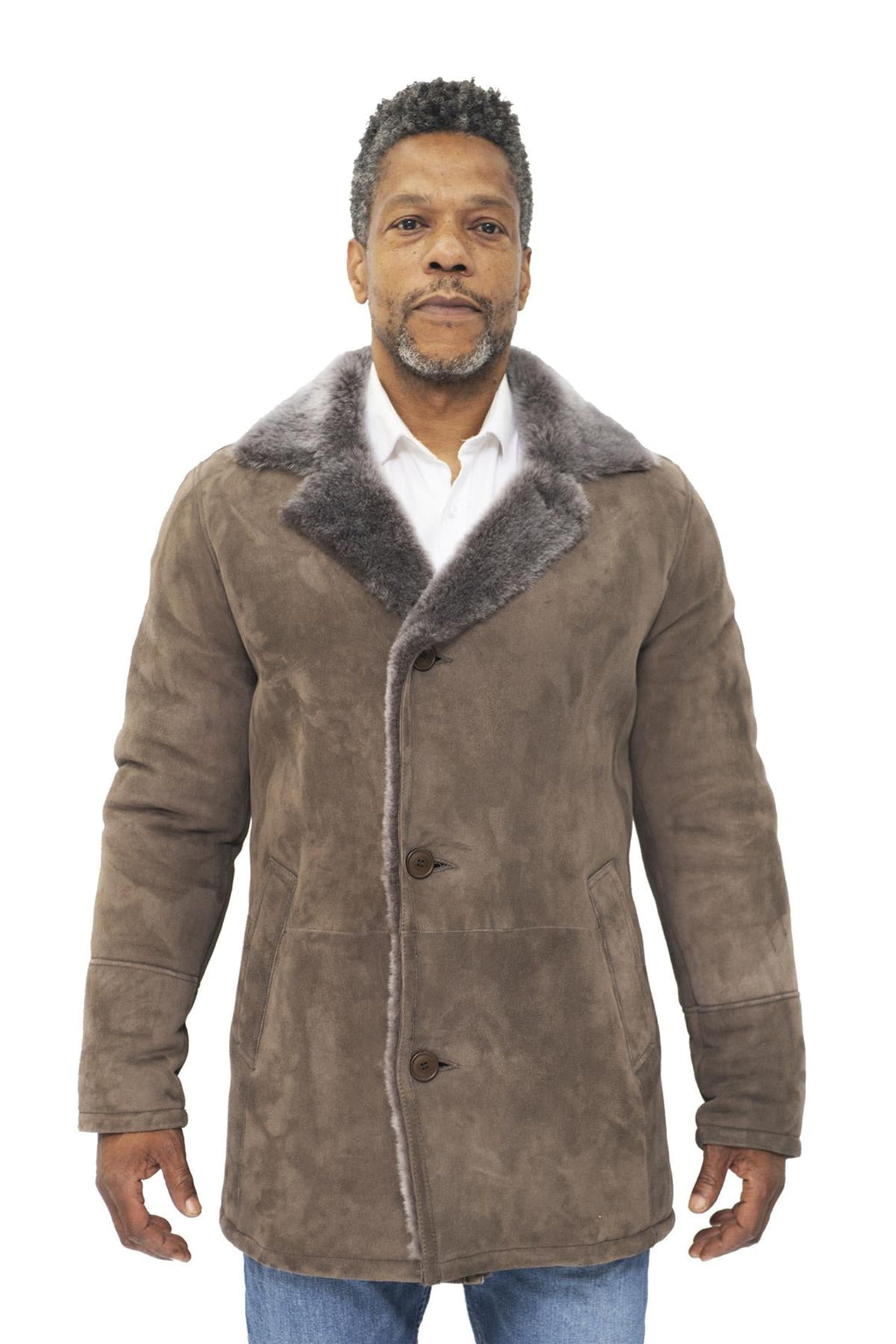 Mens Sheepskin Classic Car Coat-Avondale