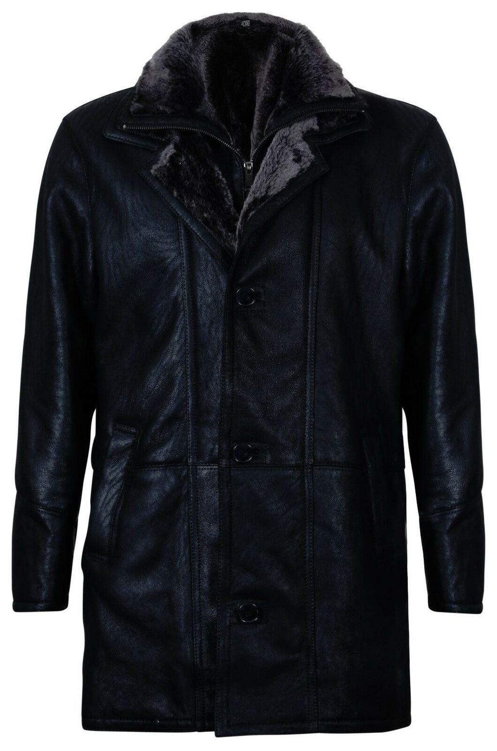 Mens Warm Shearling Sheepskin Leather Coat-Florence