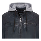 Men's Hooded Biker Lamb Leather Jacket - Burten