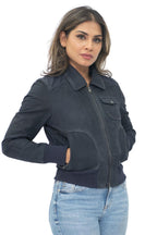 Womens Leather MA-1 Varsity Jacket-Ann Arbor
