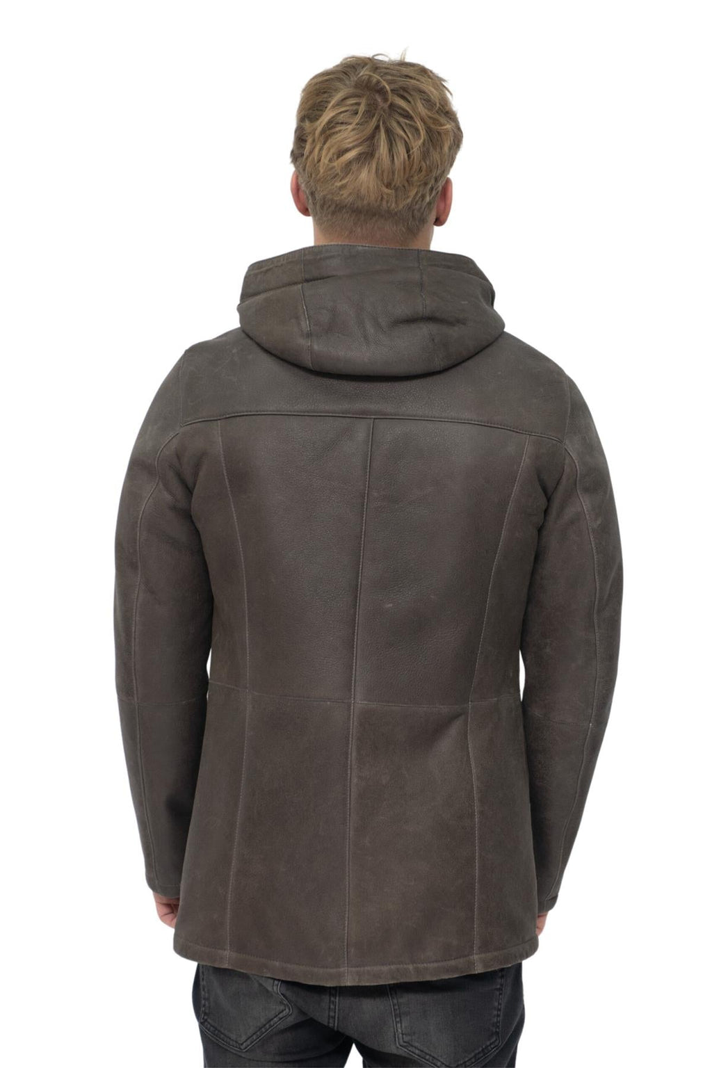 Mens Sheepskin Hooded Parka Coat-Alafaya