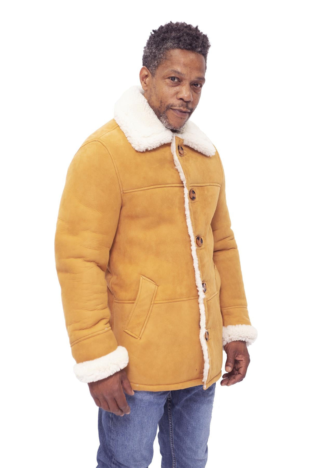 Mens Classic Sheepskin Car Coat-Auburn
