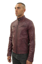 Men's Vintage Leather Quilted Biker Jacket-Monaco