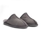 Men's Genuine Sheepskin Grey Suede Mule Winter Warm Non-Slip - Highland