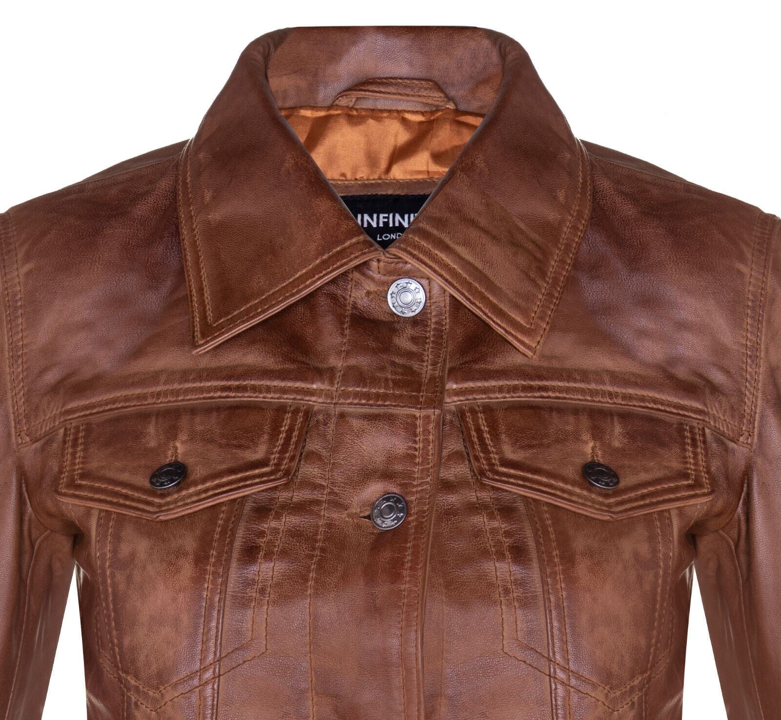 Womens Leather Trucker Jeans Jacket-Anderlecht