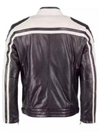 Men Elegant Real Lambskin Cream Leather Motorcycle Jacket