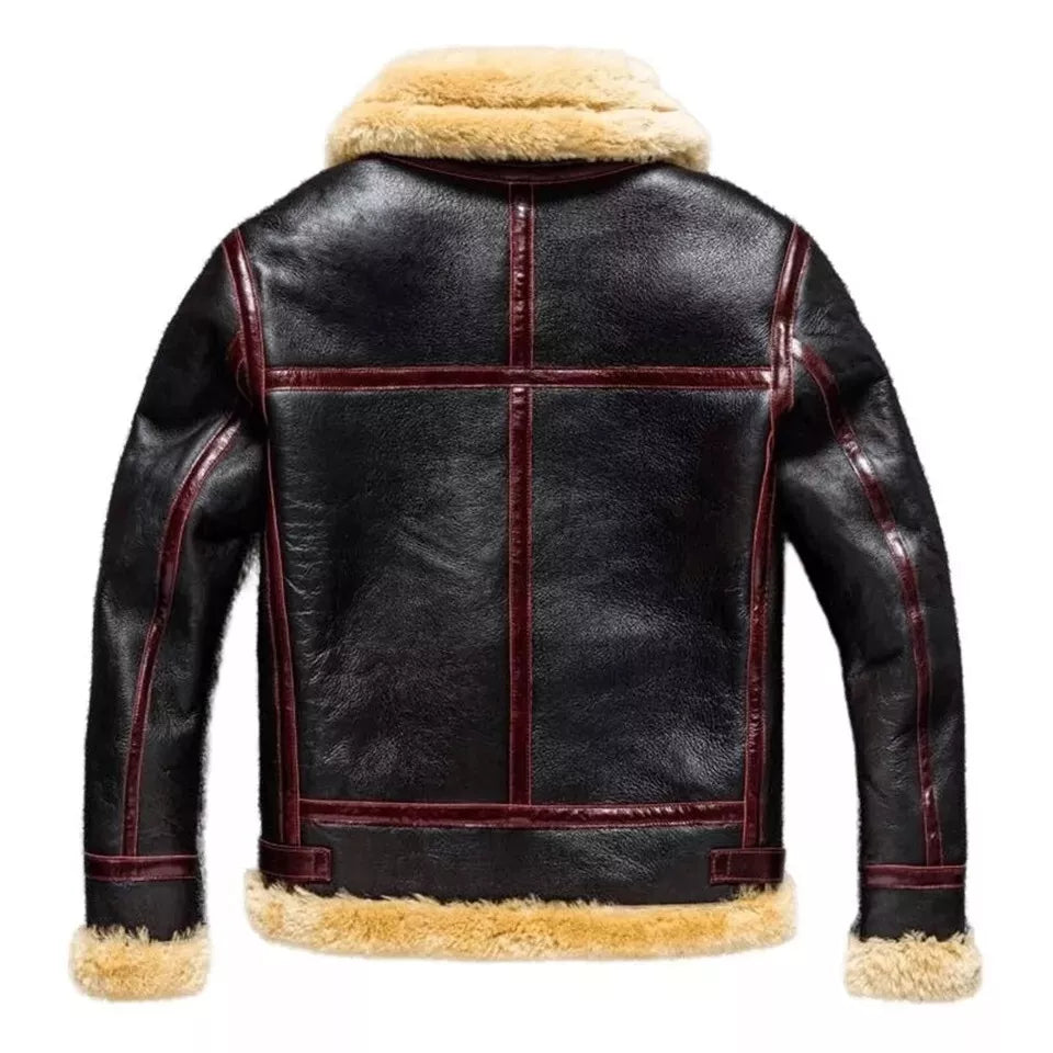 Men’s R.A.F B3 Bomber Jacket Handmade Genuine Sheepskin Leather Shearling Jacket